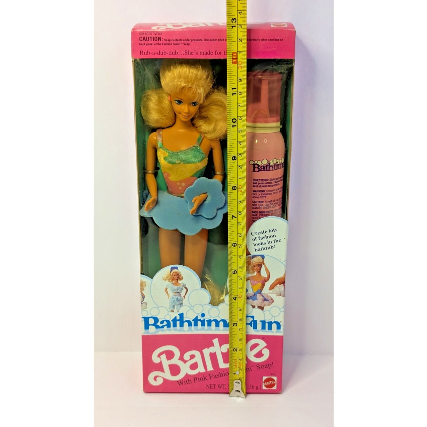 Vintage Mattel Barbie Doll 1990 Bathtime Fun Blonde Pink Fashion Foam Sealed
