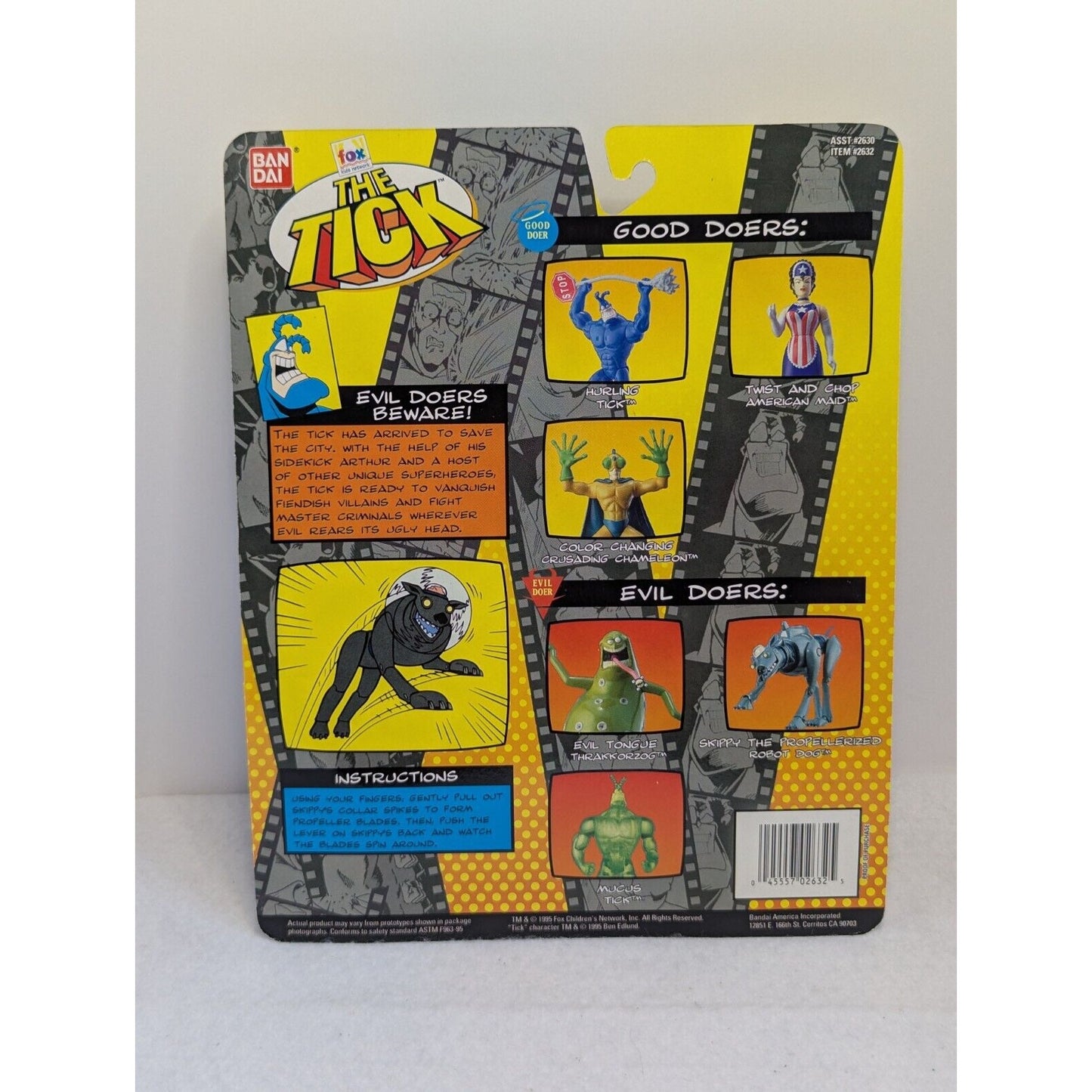 Vintage 1994 "Skippy Propellerized Robot Dog" Action Figure The Tick Bandai