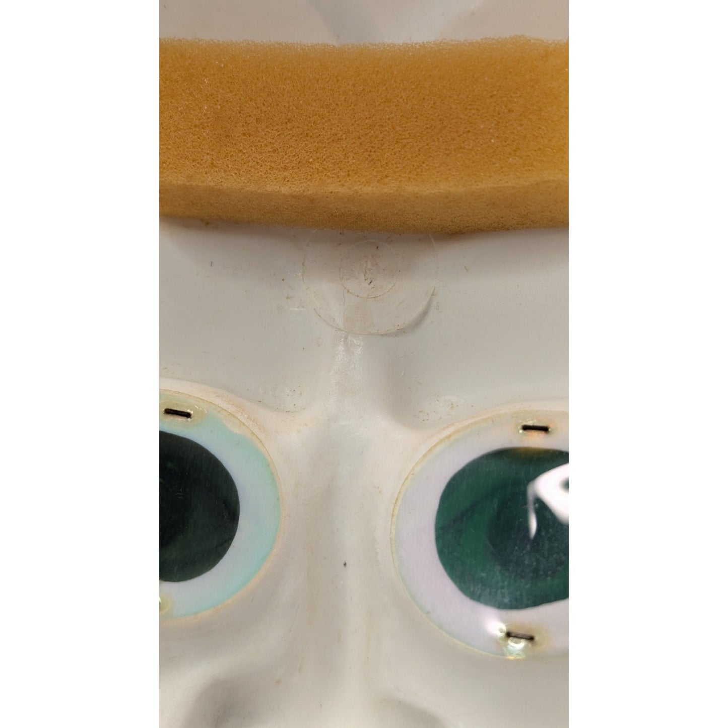 Vintage Vampire Halloween Mask Plastic W/ Hood Glowing Green Hologram Eyes