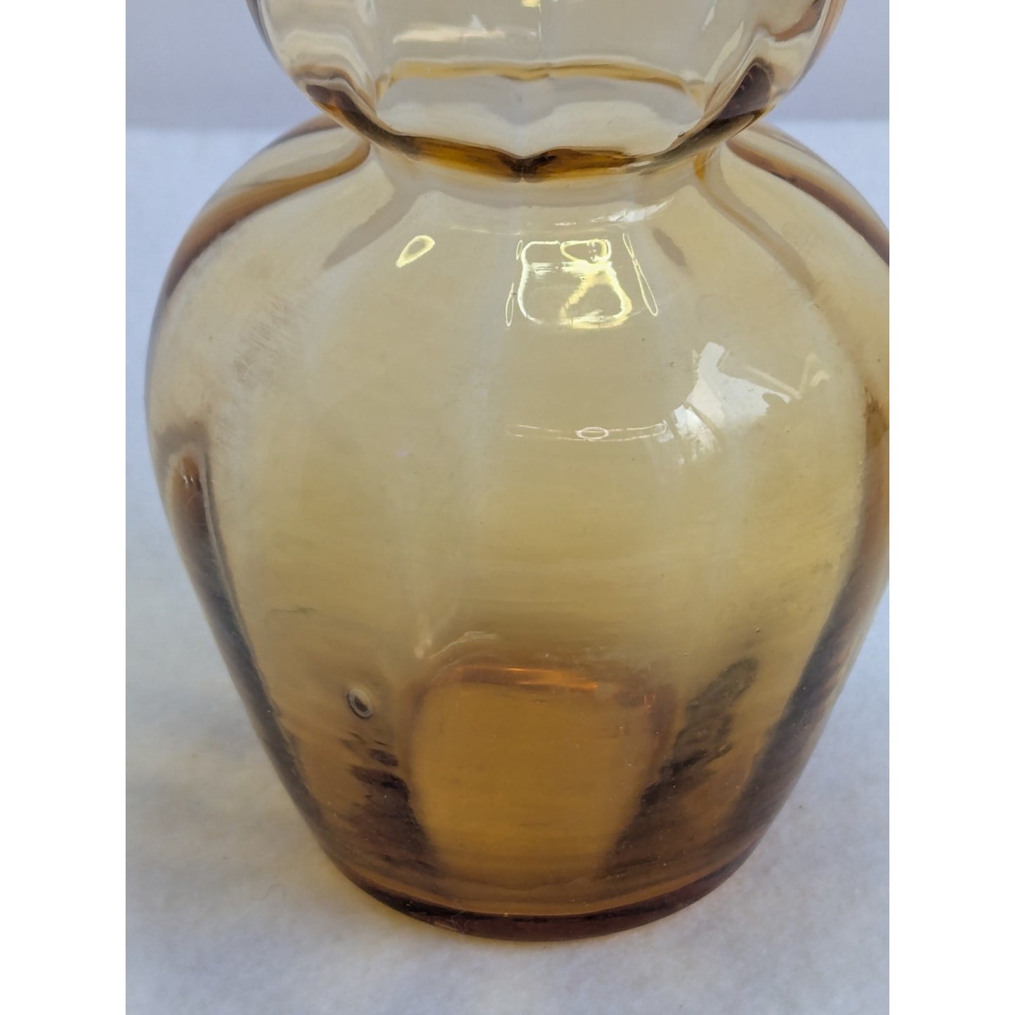 Vintage HOLMEGAARD Hyacinth Bulb Vase Light Amber Glass MCM 5.5" Optic
