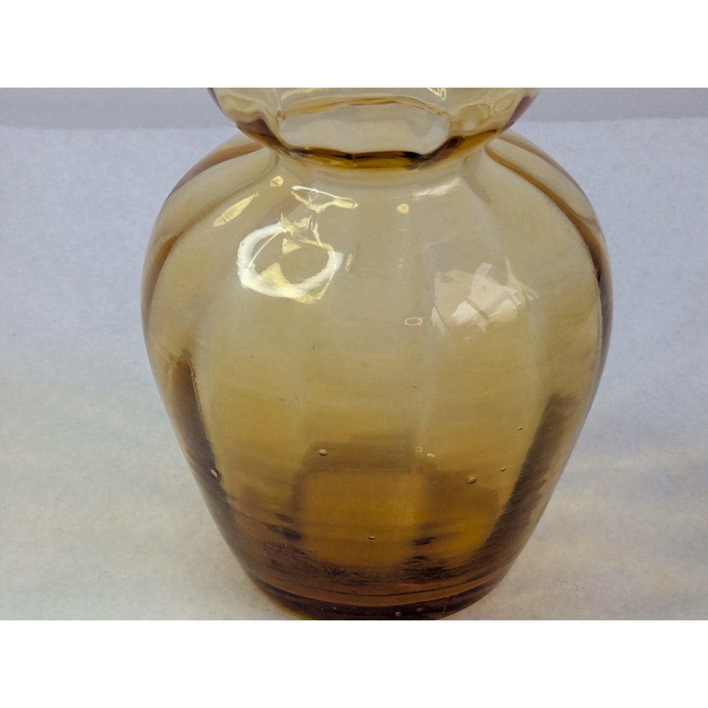 Vintage HOLMEGAARD Hyacinth Bulb Vase Light Amber Glass MCM 5.5" Optic