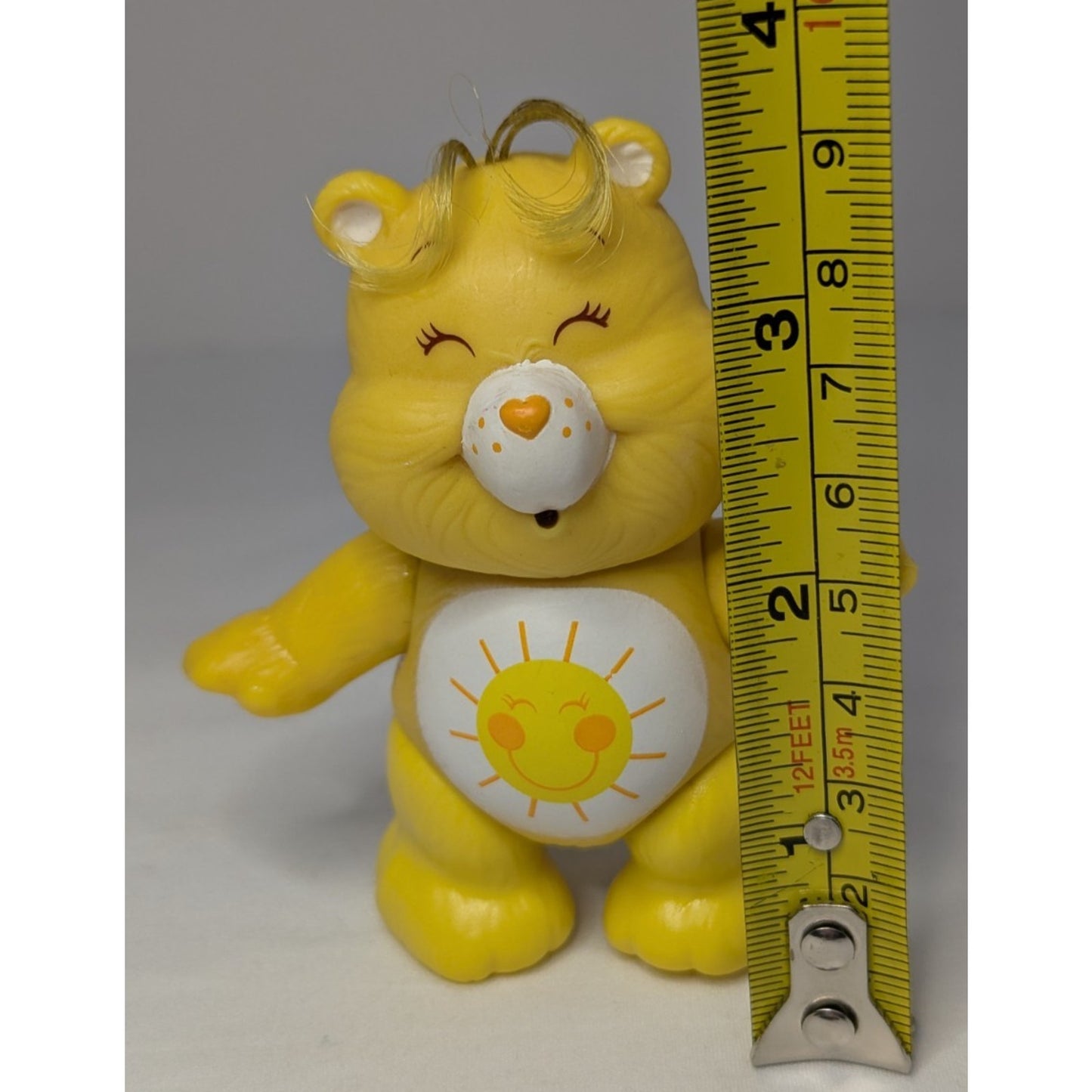 Vintage 80's Care Bears Poseable PVC 3.5" Figure FUNSHINE Yellow Bear 1983