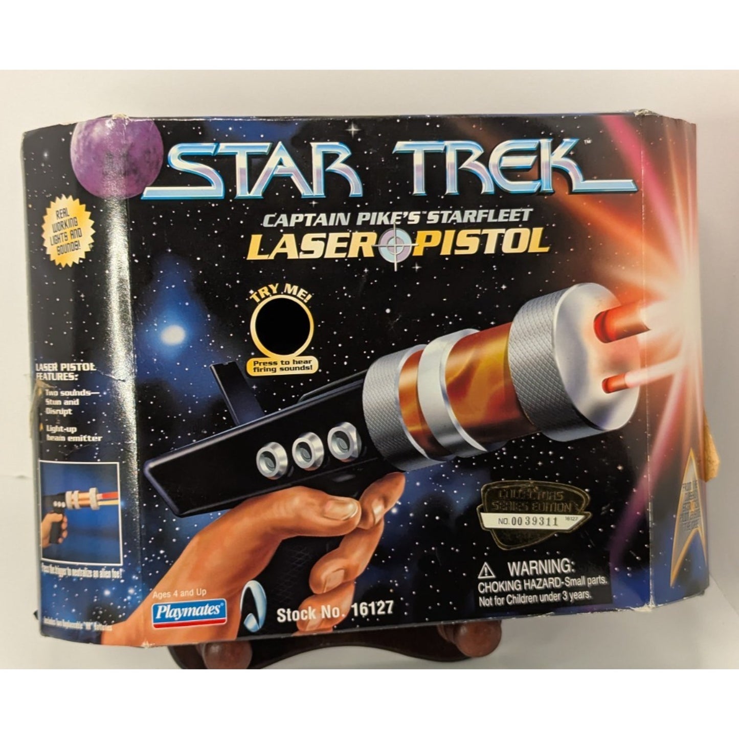 Vintage Playmates Star Trek Captain Pikes Starfleet Laser Pistol 1997 Working