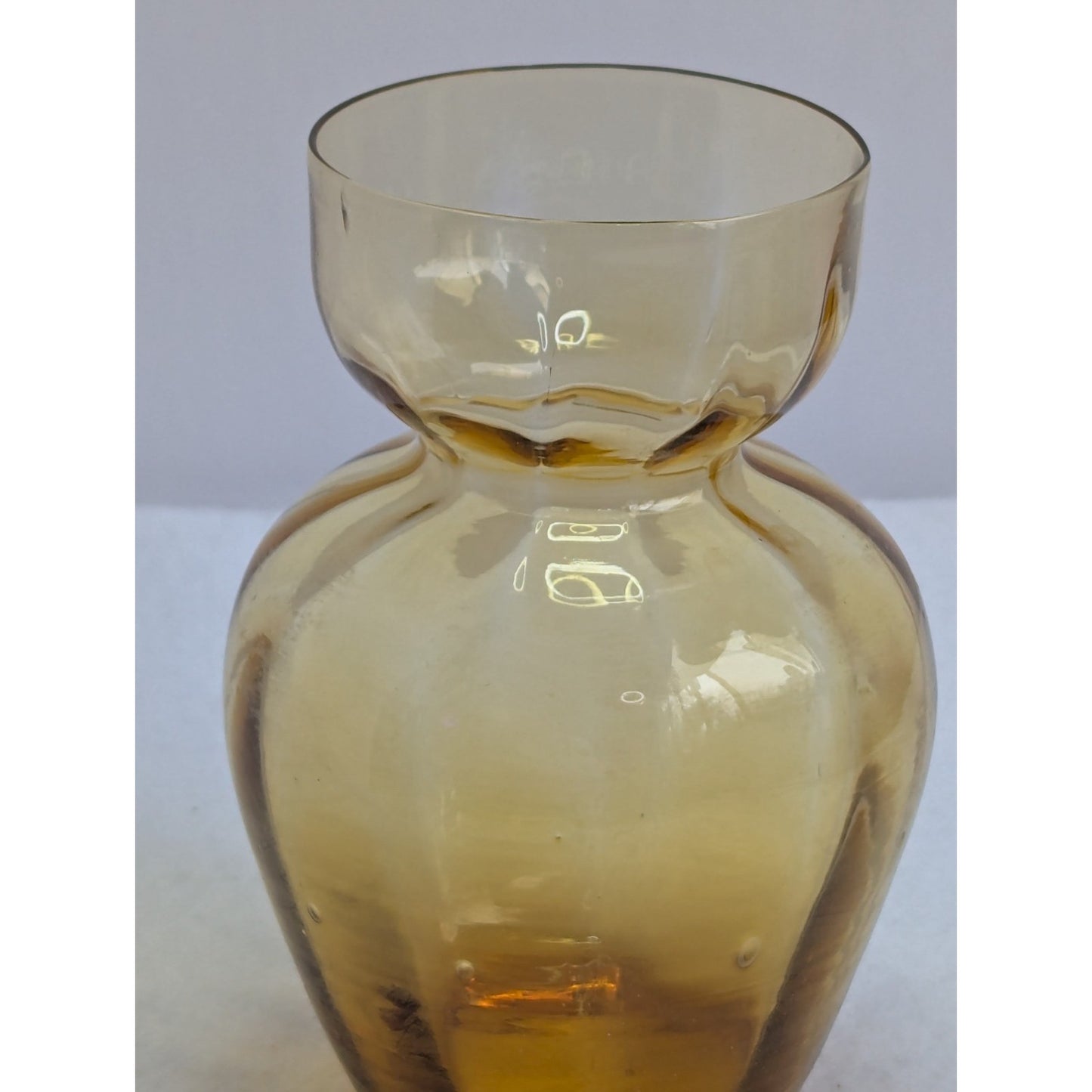 Vintage HOLMEGAARD Hyacinth Bulb Vase Light Amber Glass MCM 5.5" Optic