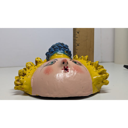 6" Vintage Mexico Oaxacan Hand Painted Handmade Leaf Face Folk Art Mask