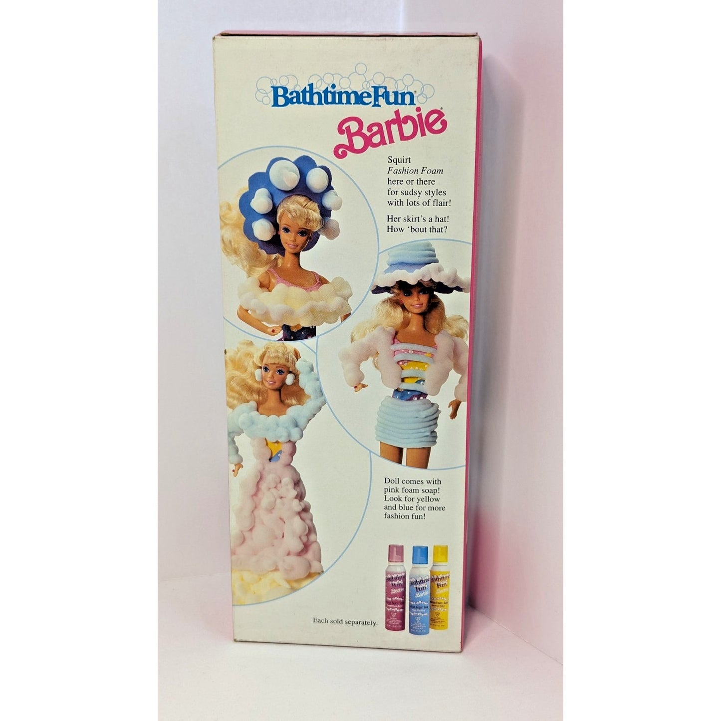Vintage Mattel Barbie Doll 1990 Bathtime Fun Blonde Pink Fashion Foam Sealed