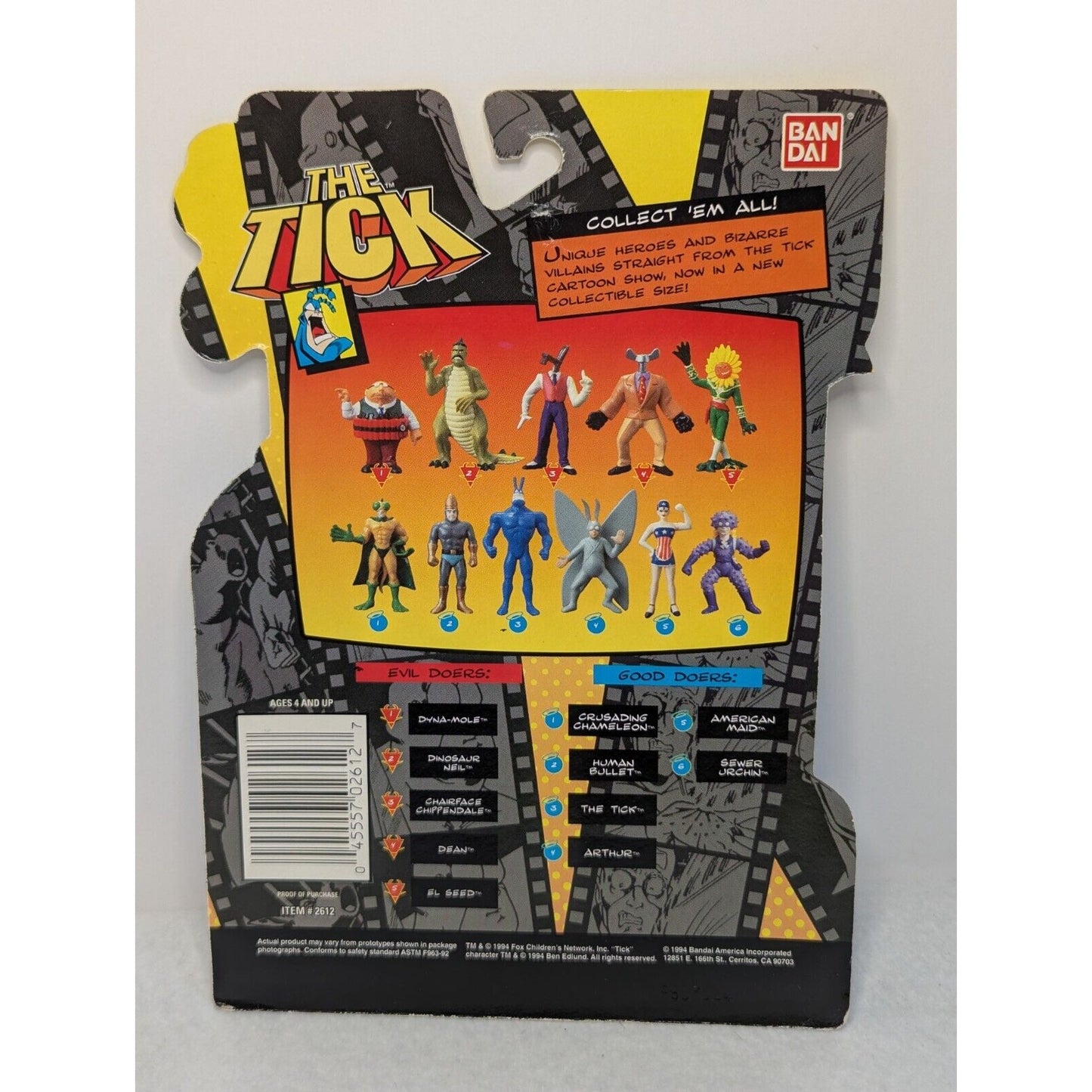 Vintage The Tick Small Crusading Chameleon Collectible Figure Bandai 1994 Sealed