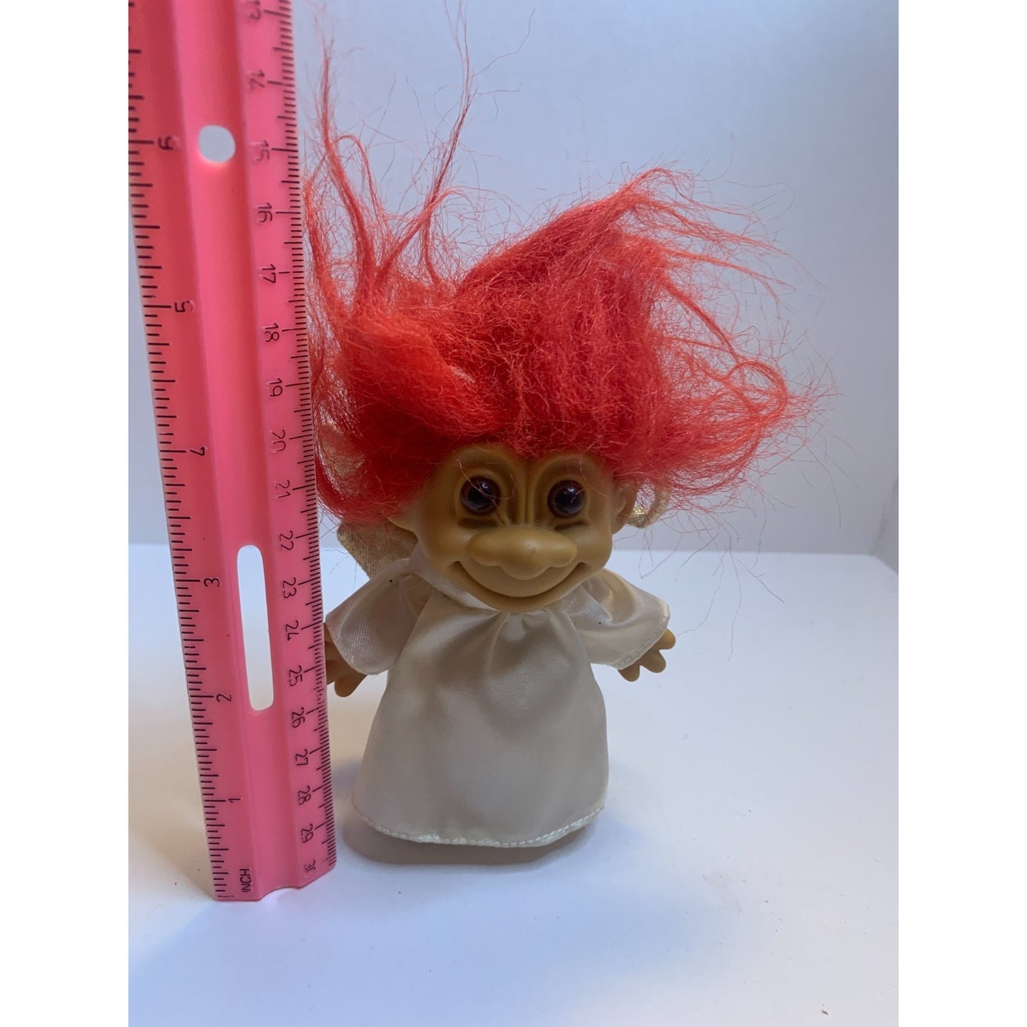 Vintage Russ Troll Doll Angel Christmas with Halo 18280 Red Hair 90s Toy 4”
