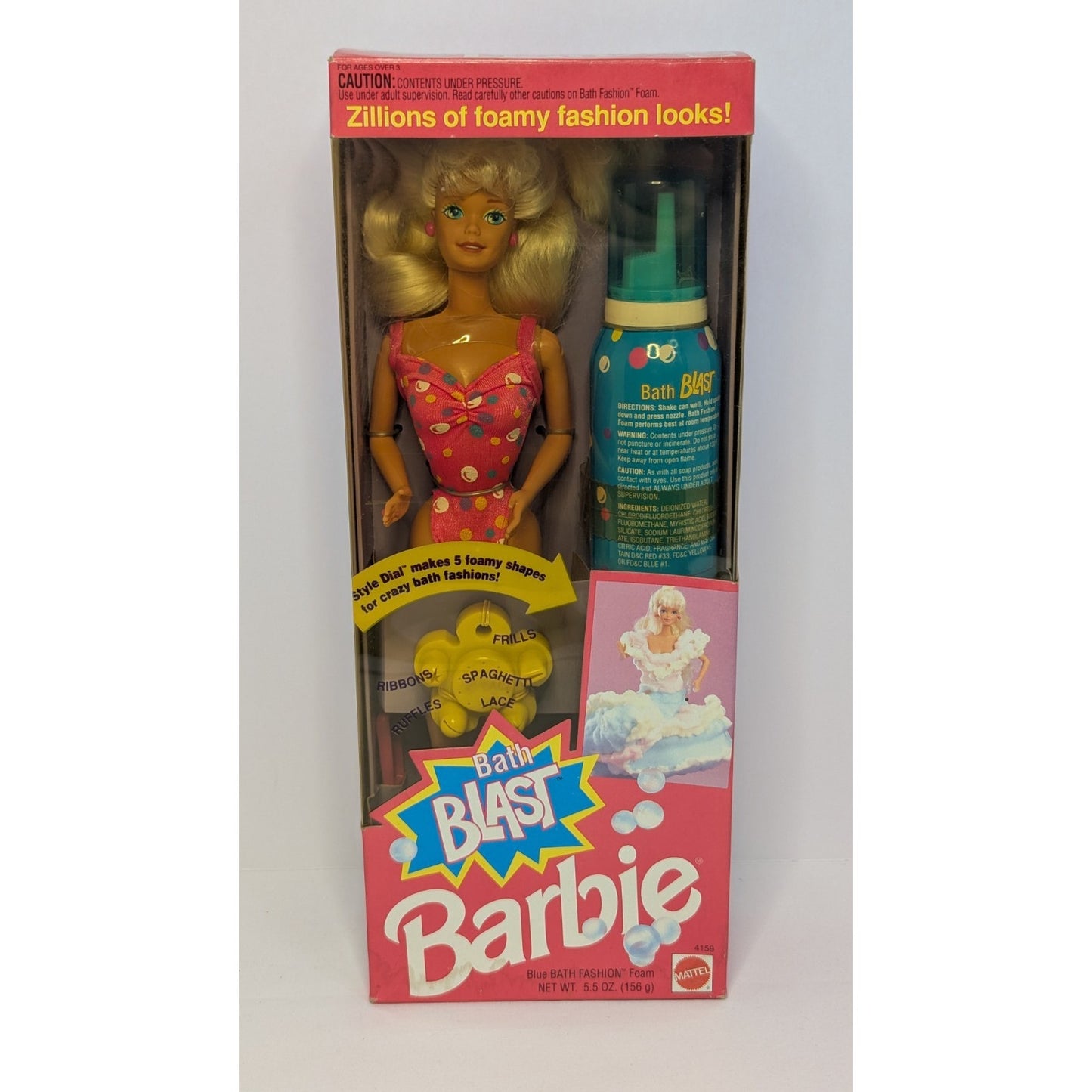 1992 Vintage Bath Blast Barbie Mattel Blue Fashion Foam Zillions of Foamy Looks