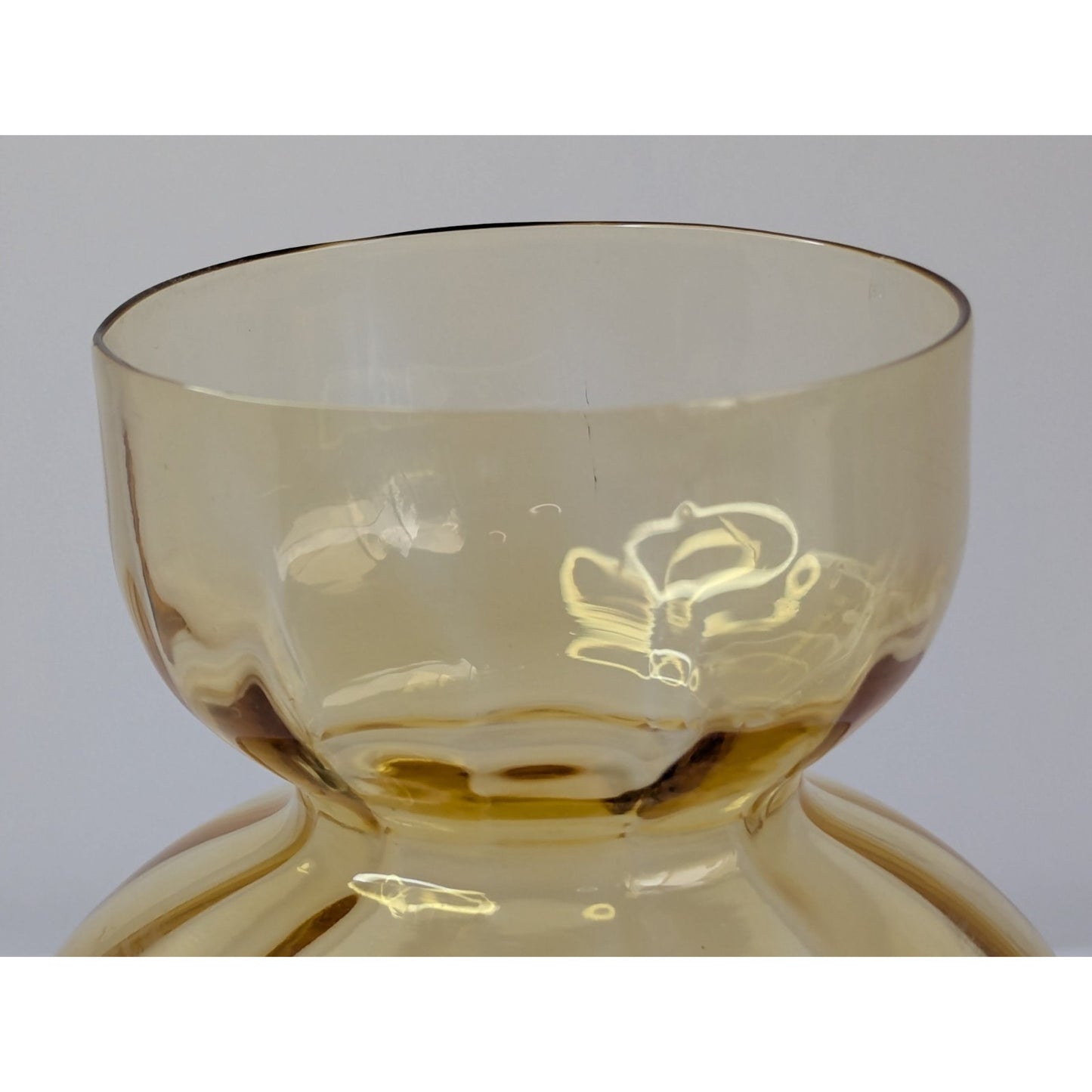 Vintage HOLMEGAARD Hyacinth Bulb Vase Light Amber Glass MCM 5.5" Optic