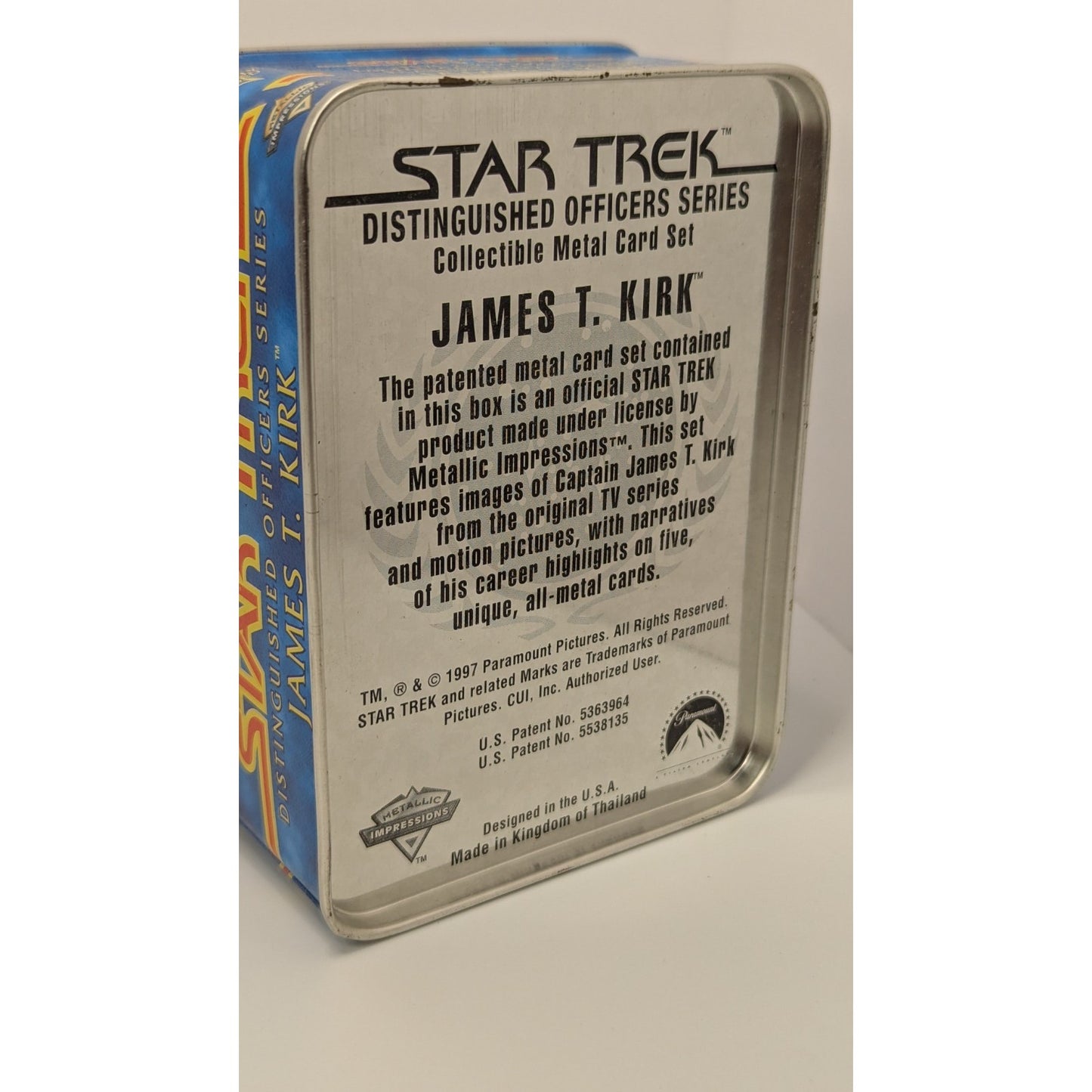1997 Star Trek Distinguished Officers Series James Kirk Tin w/ Embossed Metal Cards