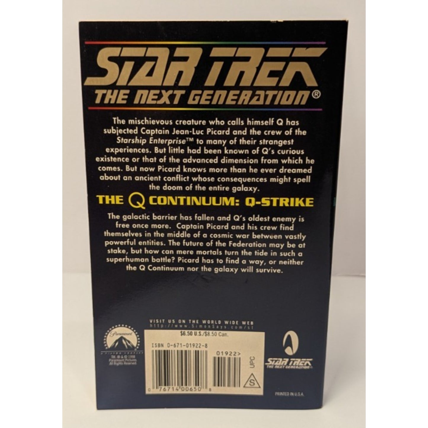 Vintage Star Trek The Next Generation Paperbacks The Q Continuum 3 Book Arc