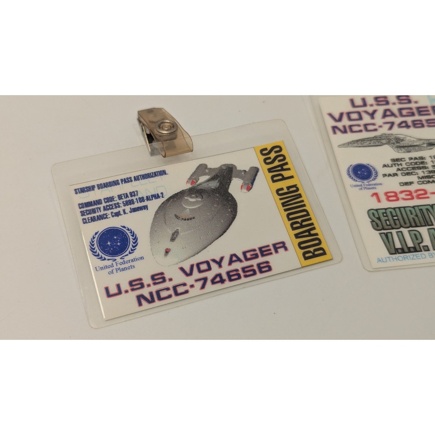 2 Vintage Star Trek Voyager Boarding Pass Security Pass VIP Access Costume