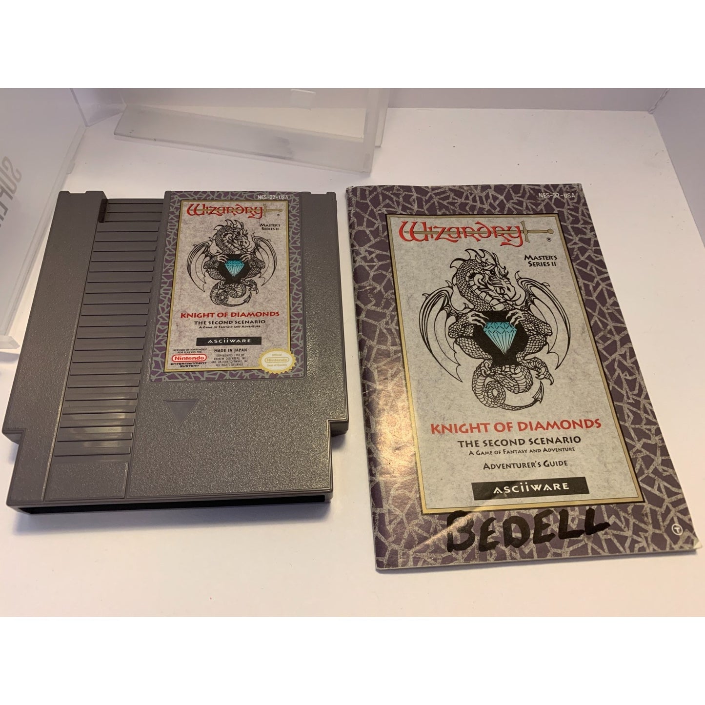 Wizardry knight Of diamonds Second Scenario NES Cartridge & Manual Nintendo