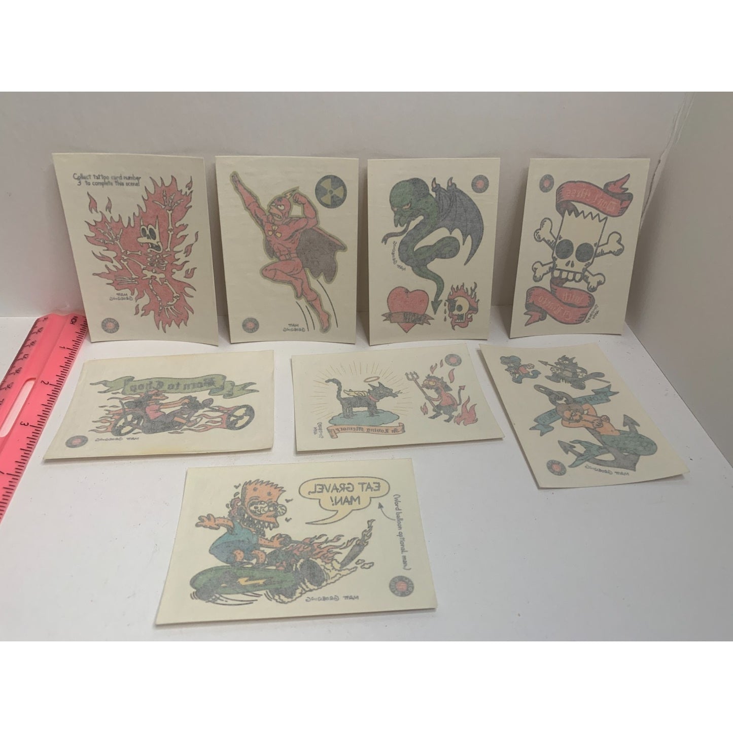 Lot of 8 The Simpsons 1993 Skybox Trading Cards Individual Temporary Tattoos