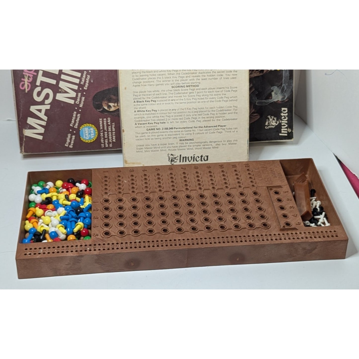 Vintage 70s Super Master Mind Board Game Invicta Code Breaking Strategy