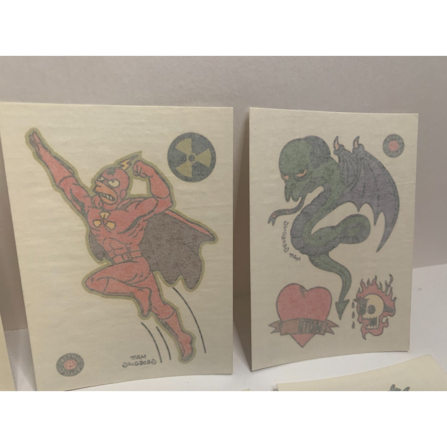 Lot of 6 The Simpsons 1993 Skybox Trading Cards Individual Temporary Tattoos