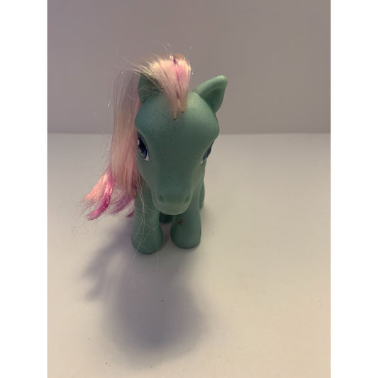Vintage MLP G3 My Little Pony Banjo Blue Shimmery Pink Hair 2002 Hasbro