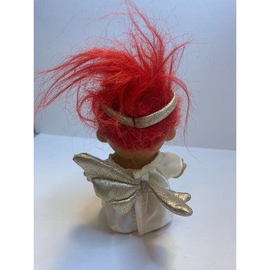Vintage Russ Troll Doll Angel Christmas with Halo 18280 Red Hair 90s Toy 4”