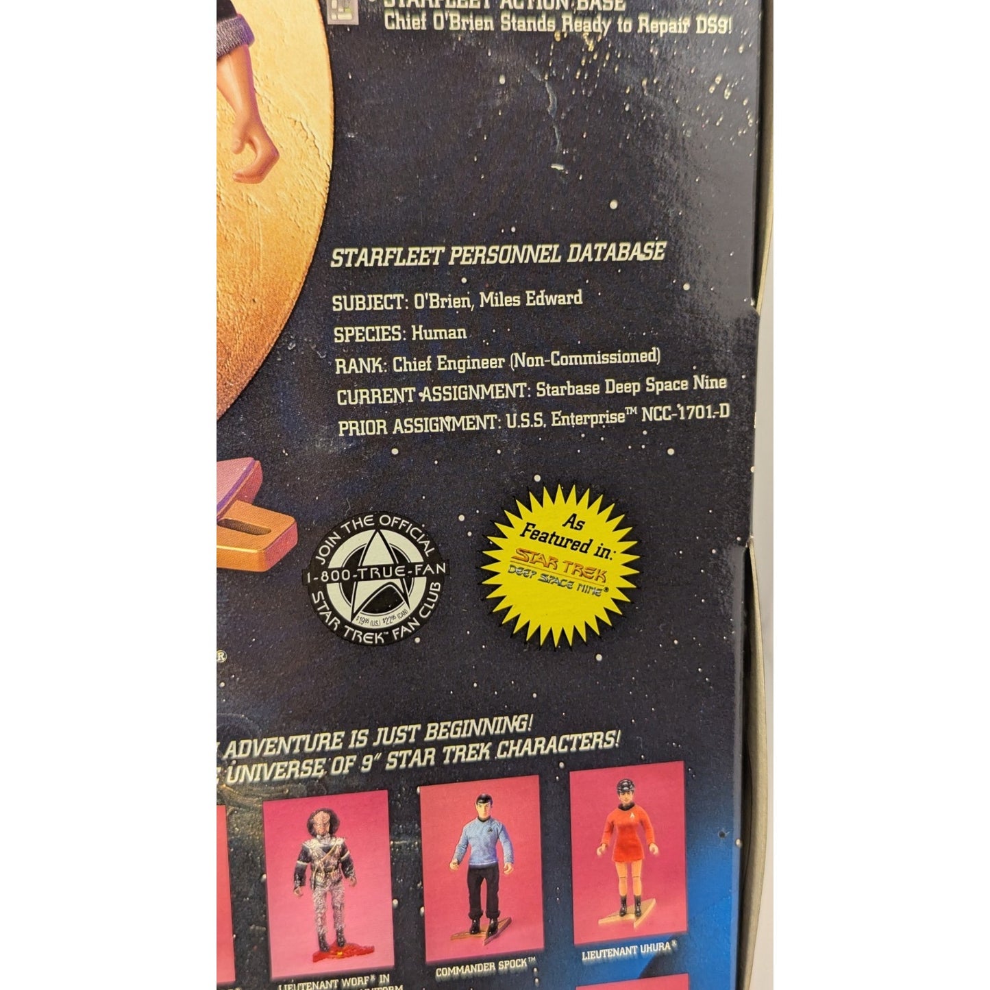 Star Trek MILES O'BRIEN 9" Action Figure 1996 DS9 Playmates FEDERATION Edition