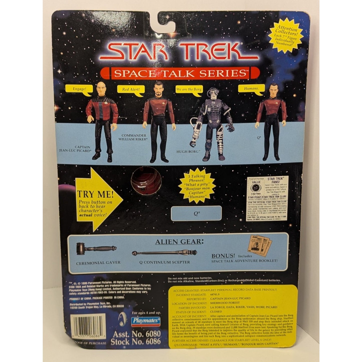 Vintage Sealed Star Trek The Next Generation Q Space Talk Series Figure 1995