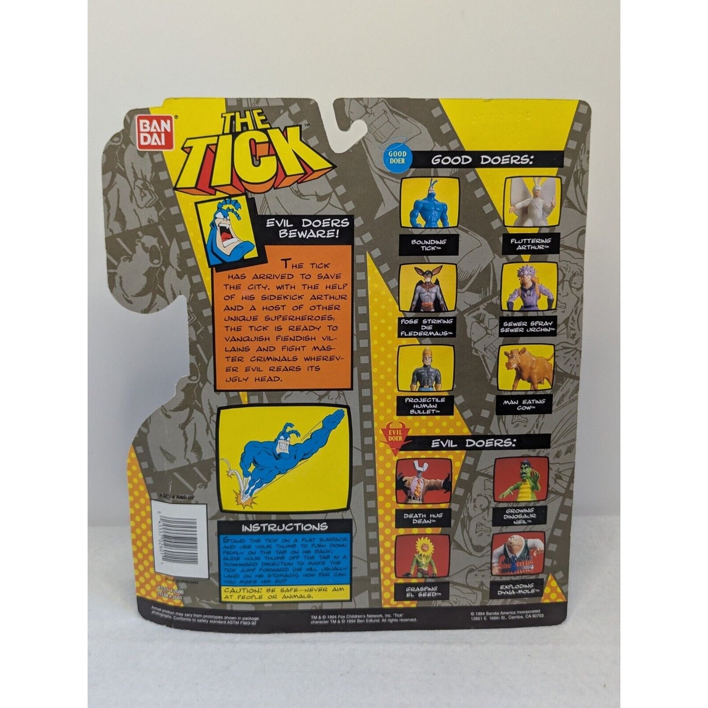 Vintage 1994 The Tick 6 " Bounding Tick Death Hug Dean Action Figure NEW!