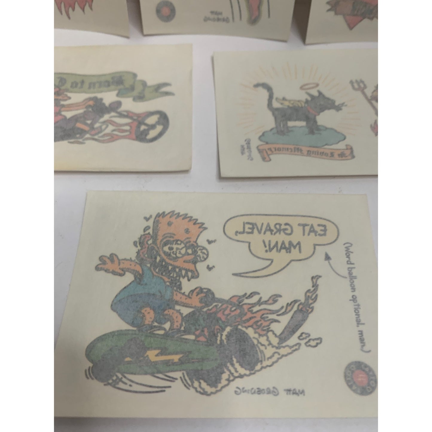 Lot of 8 The Simpsons 1993 Skybox Trading Cards Individual Temporary Tattoos