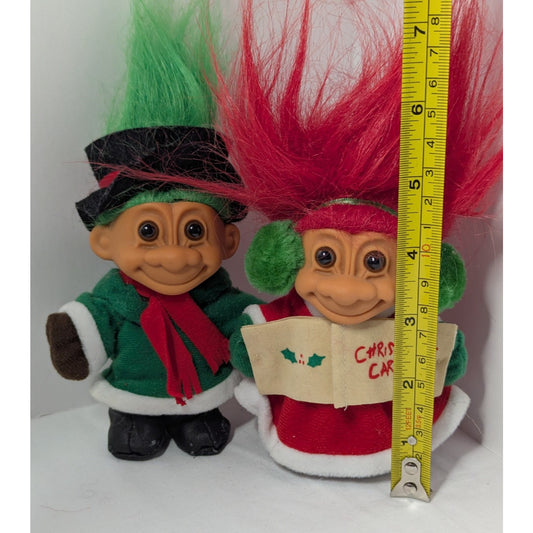 Vintage Russ Christmas Carol Trolls Holidays Green Red Hair lot of 2 dolls