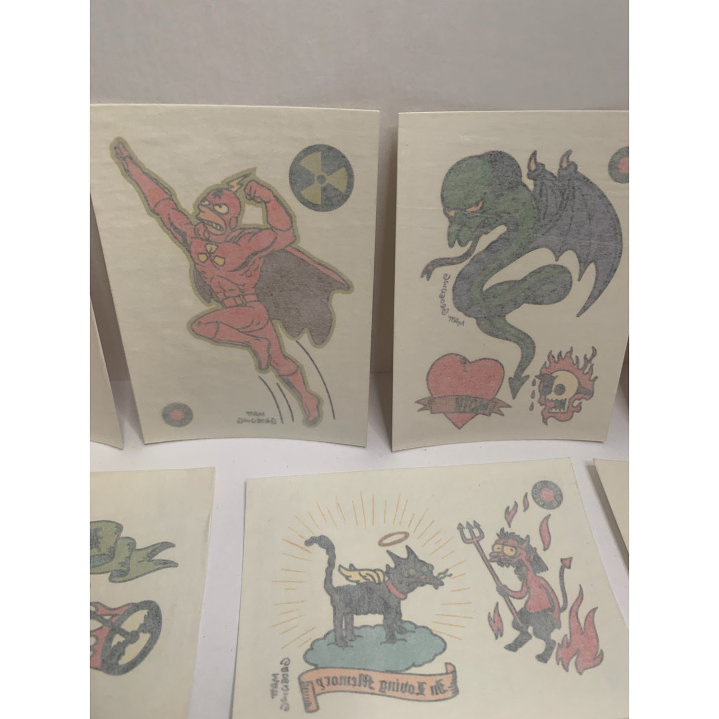 Lot of 8 The Simpsons 1993 Skybox Trading Cards Individual Temporary Tattoos