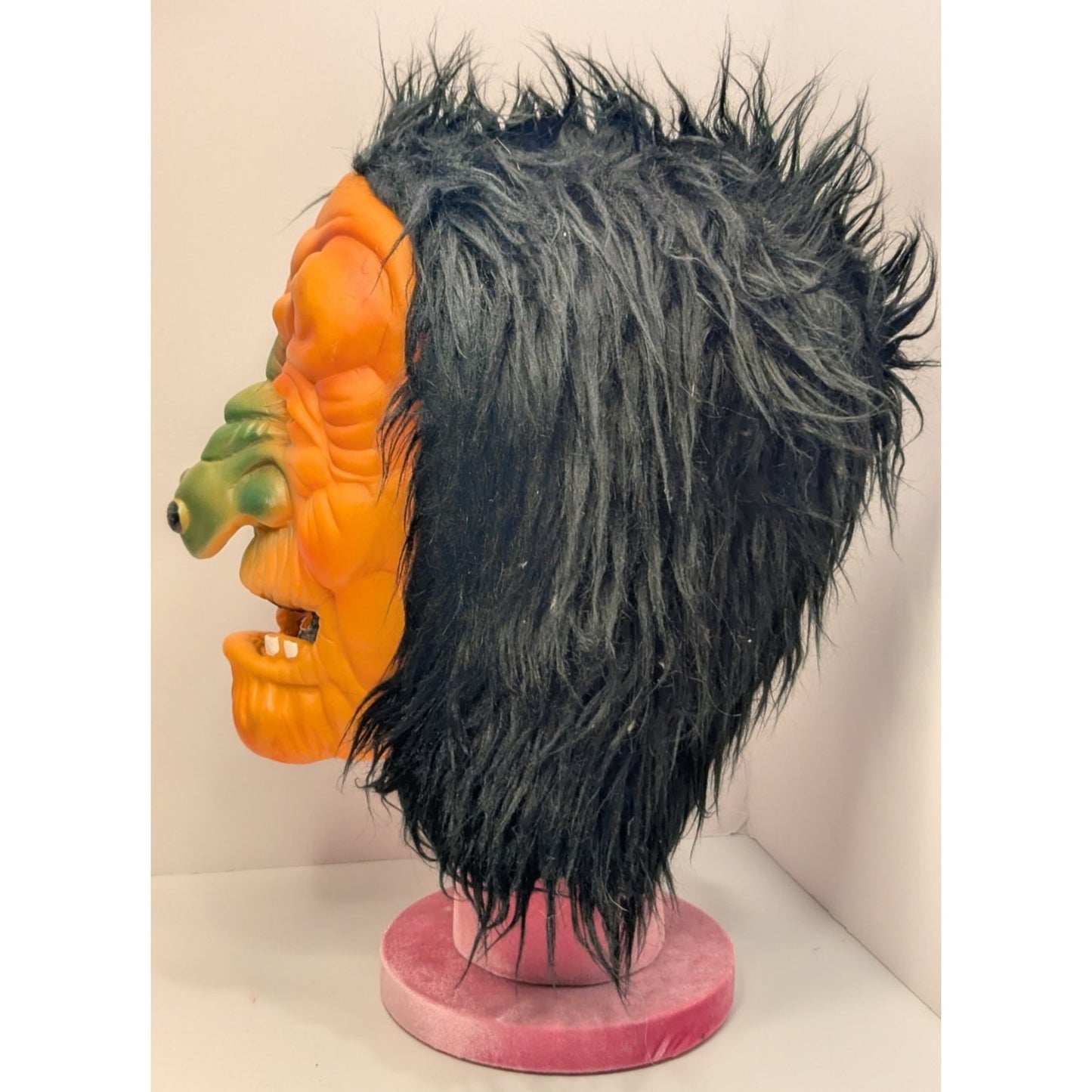 Vtg 70s 80s Scary Rubber Mask Goblin With Green Nose Halloween Spooky