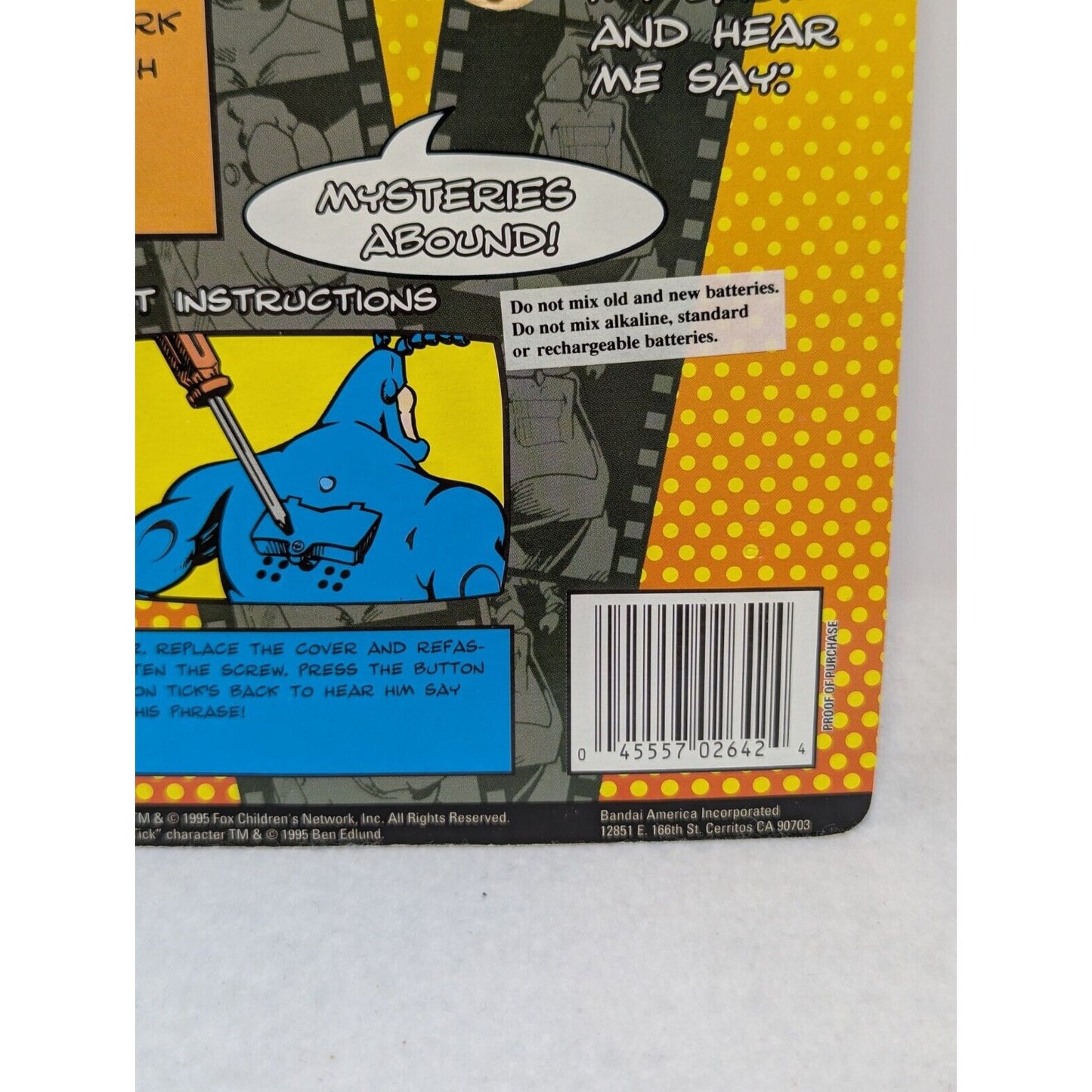 Vintage Bandai 1995 The Talking Tick Action Figure I Heart Wheat Unopened