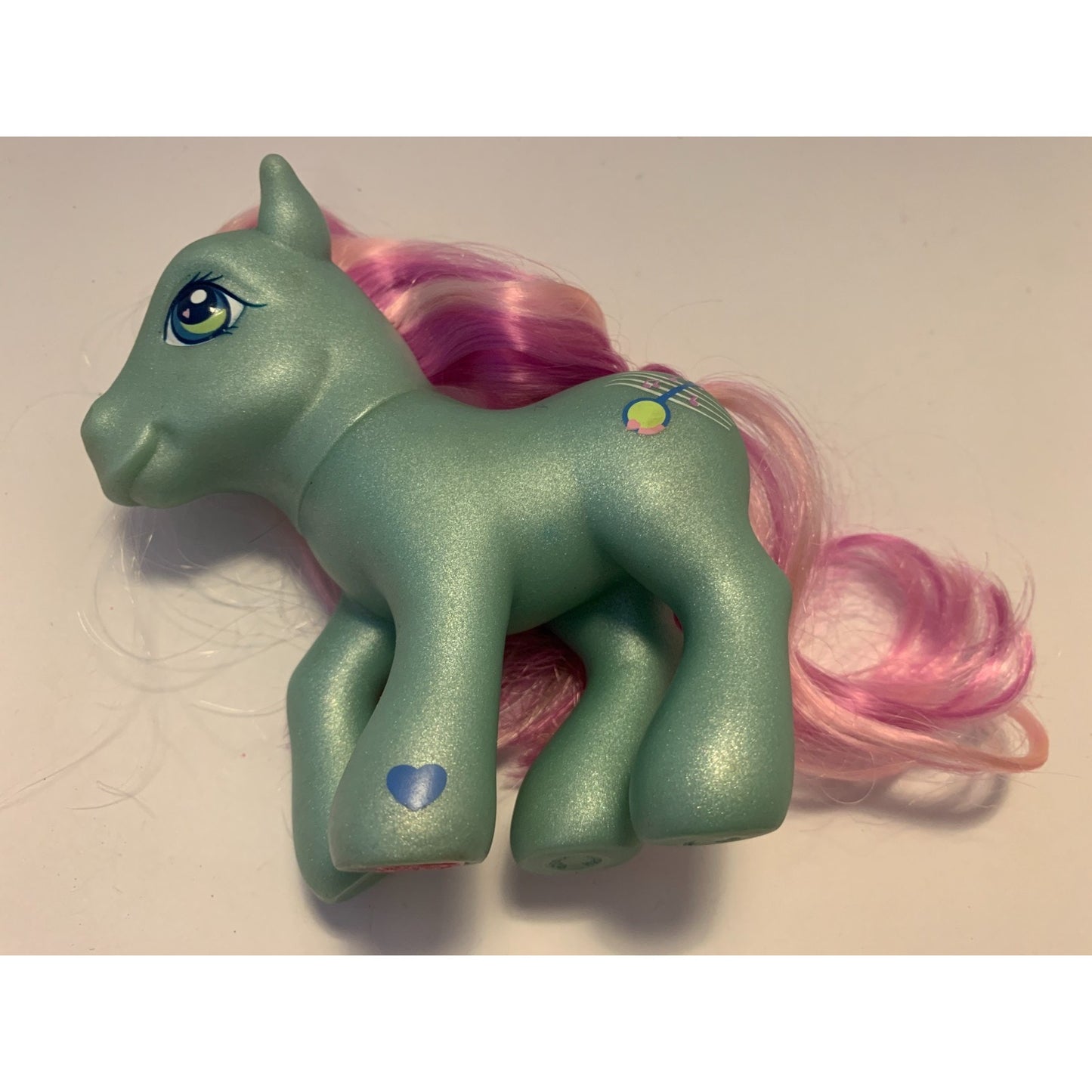 Vintage MLP G3 My Little Pony Banjo Blue Shimmery Pink Hair 2002 Hasbro