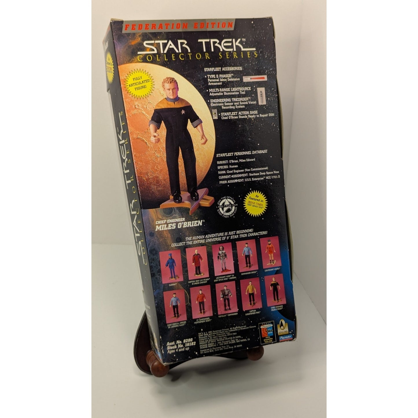 Star Trek MILES O'BRIEN 9" Action Figure 1996 DS9 Playmates FEDERATION Edition