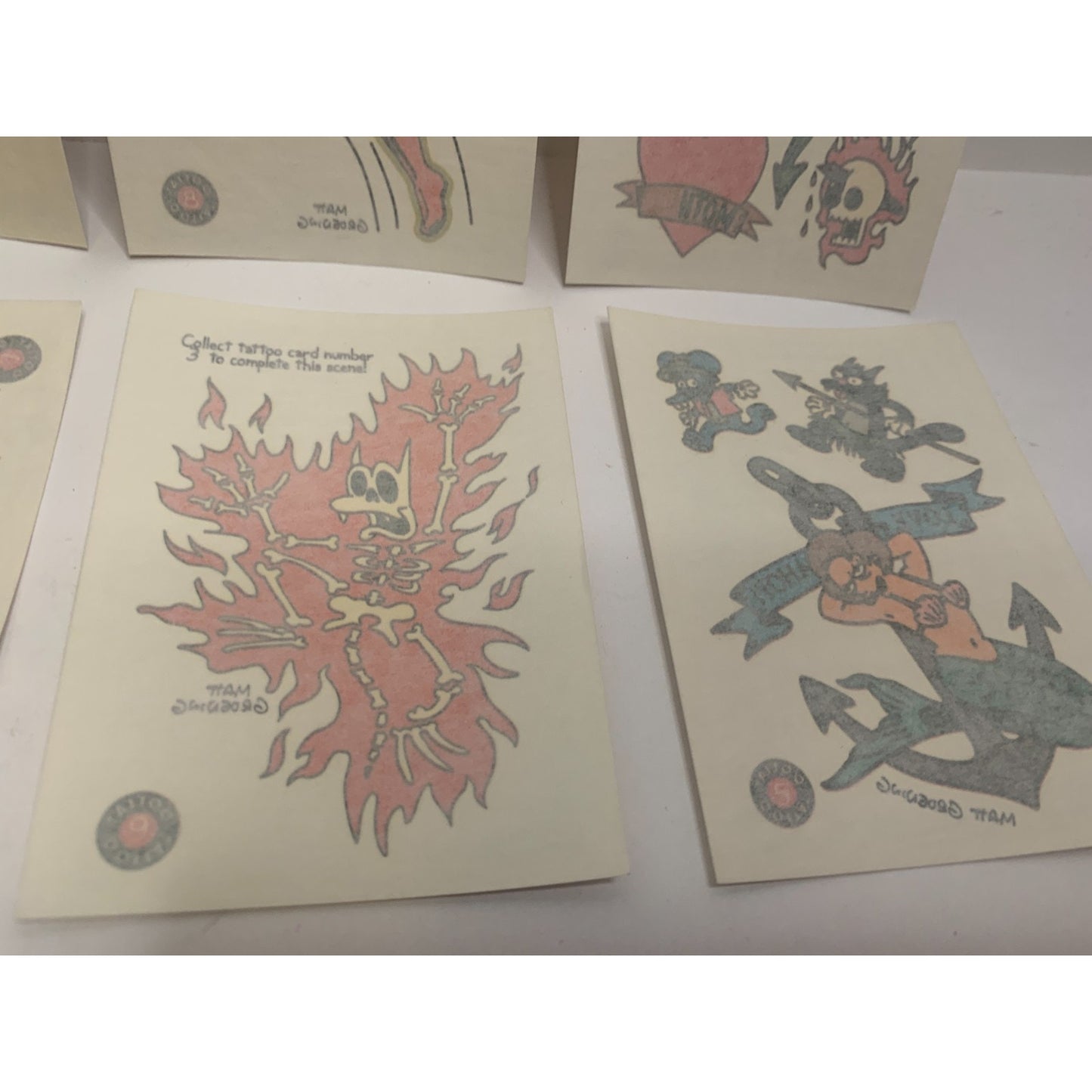 Lot of 6 The Simpsons 1993 Skybox Trading Cards Individual Temporary Tattoos