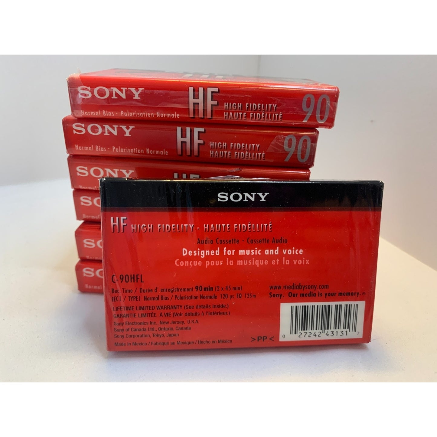 Lot of 7 SONY HF 90 M Normal Bias High Fidelity Blank Cassette Tapes NEW SEALED