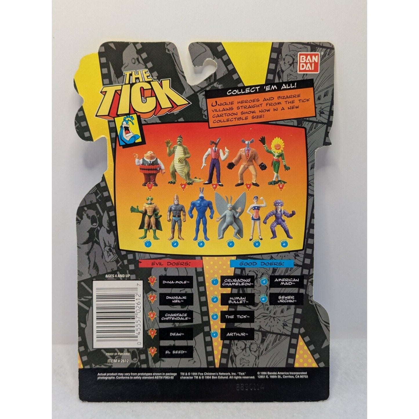 Vintage 1994 The Tick SEWER URCHIN 3" PVC Action Figure Figurine NEW Sealed