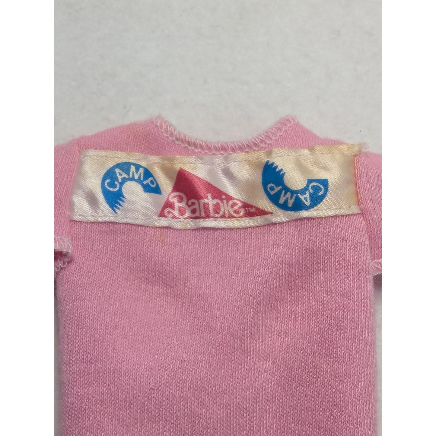 Vintage 1989 Fashion Starters Camp Outfit Denim Shorts Pink T-shirt with Shoes