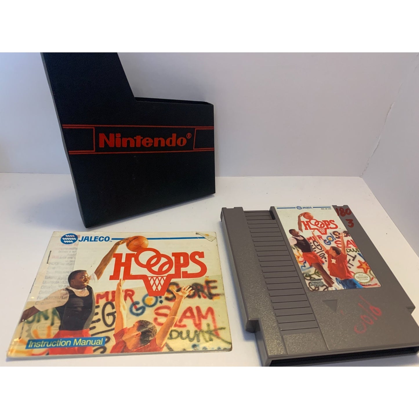 Hoops Basketball Nintendo NES Game Cartridge W/ Manual & Sleeve Vintage