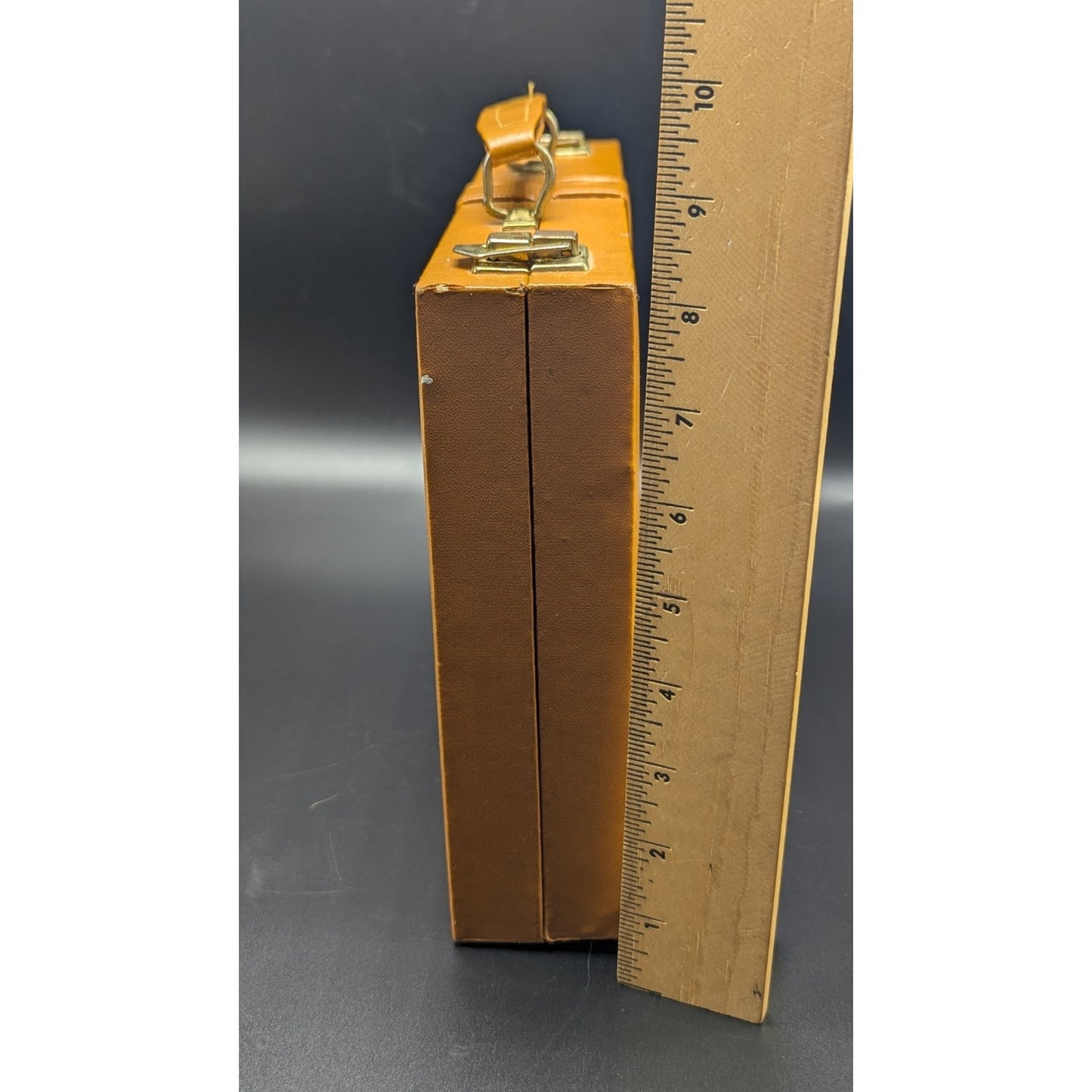 Vintage Brown Faux Leather Mini Travel Backgammon With Case Complete