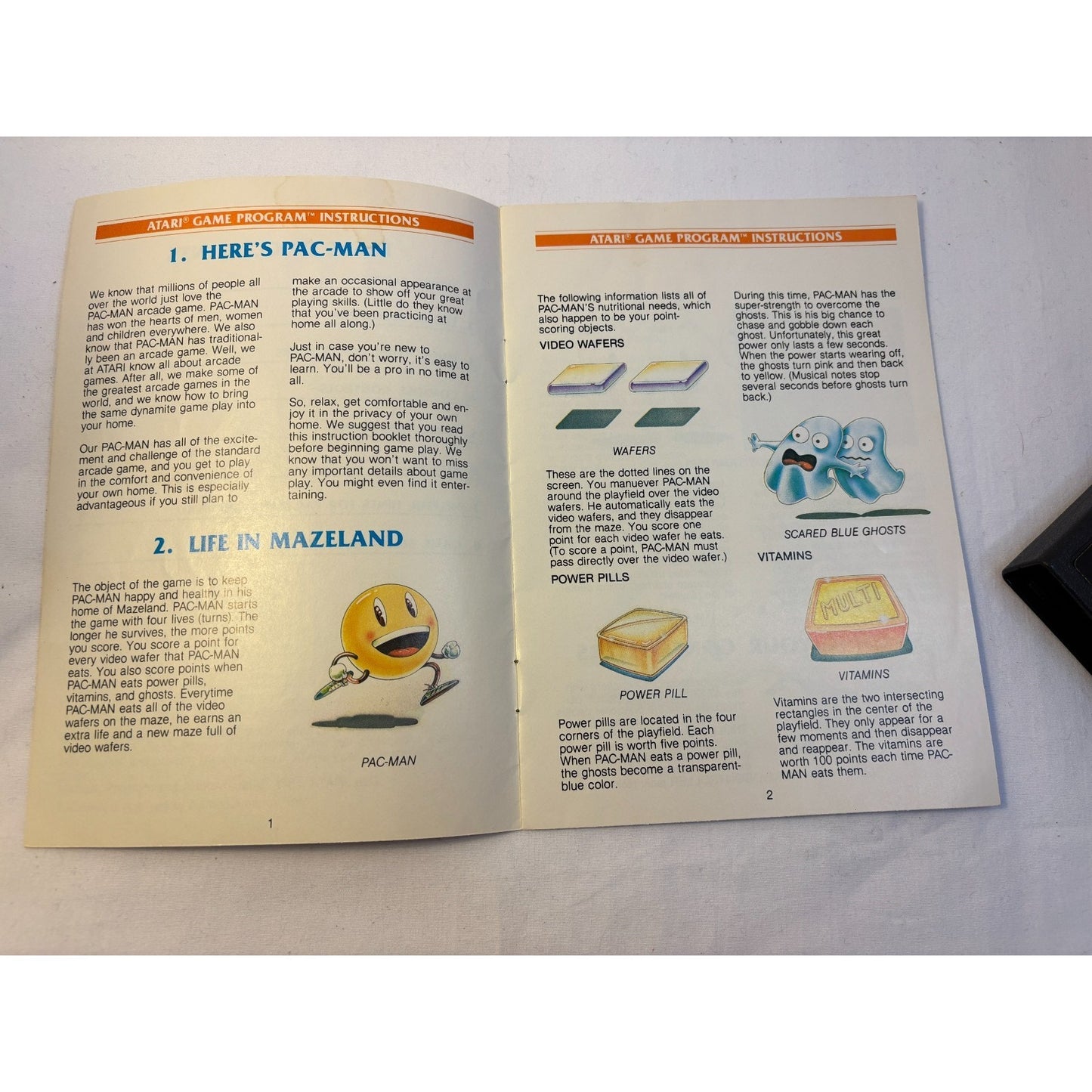 Pac-Man Atari 2600 7800 Video Game Cartridge + Manual 1982 Tested