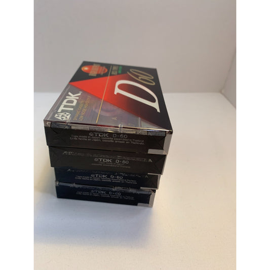 Lot of 4 TDK D60 High Output Audio Cassette Tapes Blank IECI/TYPE I NEW Sealed