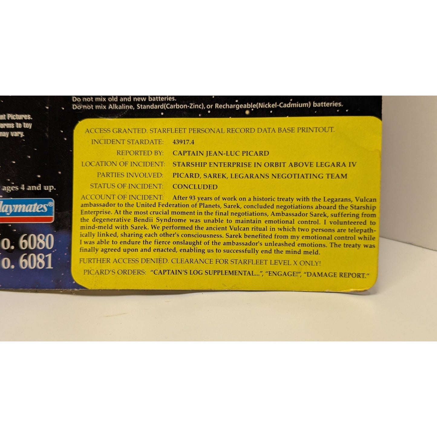 Vintage Star Trek The Next Generation CAPTAIN PICARD Space Talk Series Figure 95