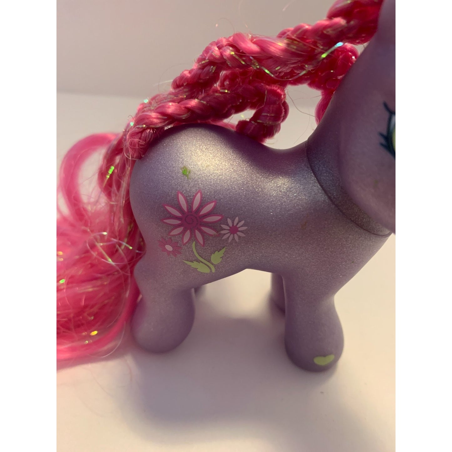 Vintage 2002 G3 My Little Pony Petal Blossom Purple Shimmer Pink Extra Long Hair