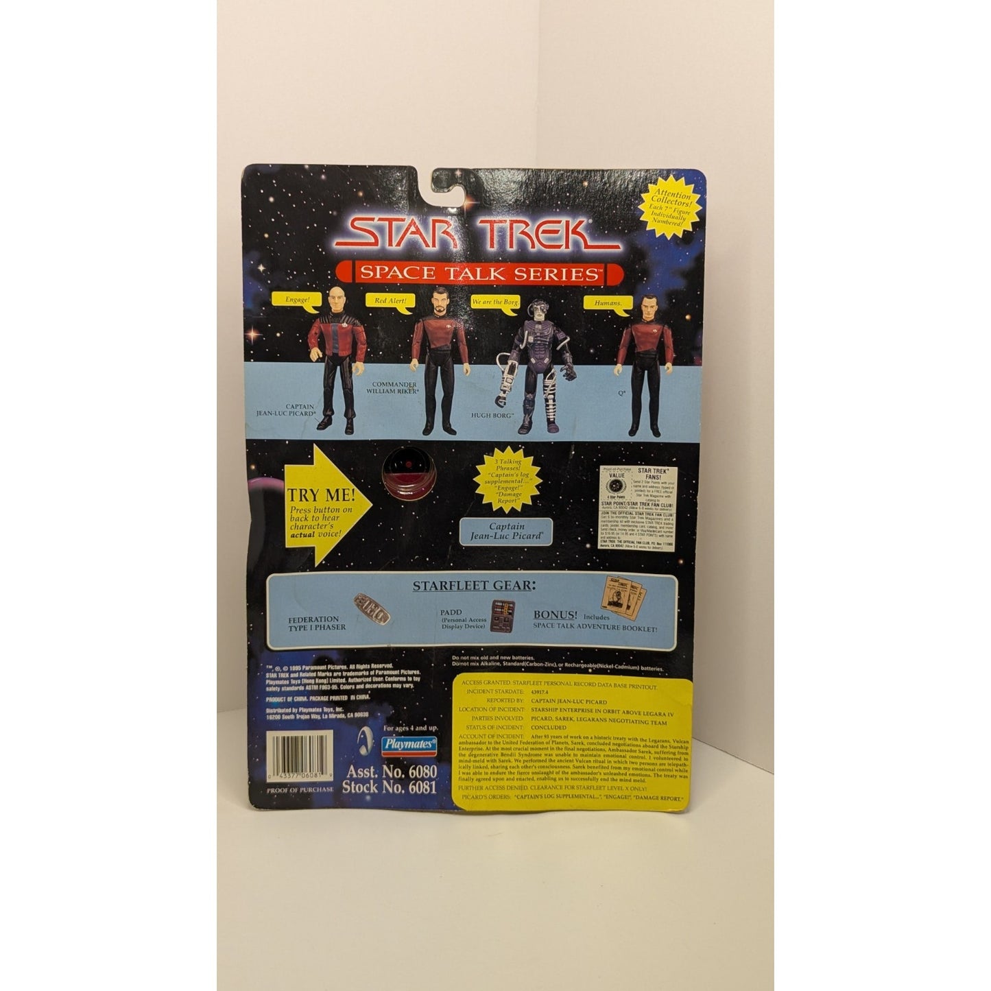 Vintage Star Trek The Next Generation CAPTAIN PICARD Space Talk Series Figure 95
