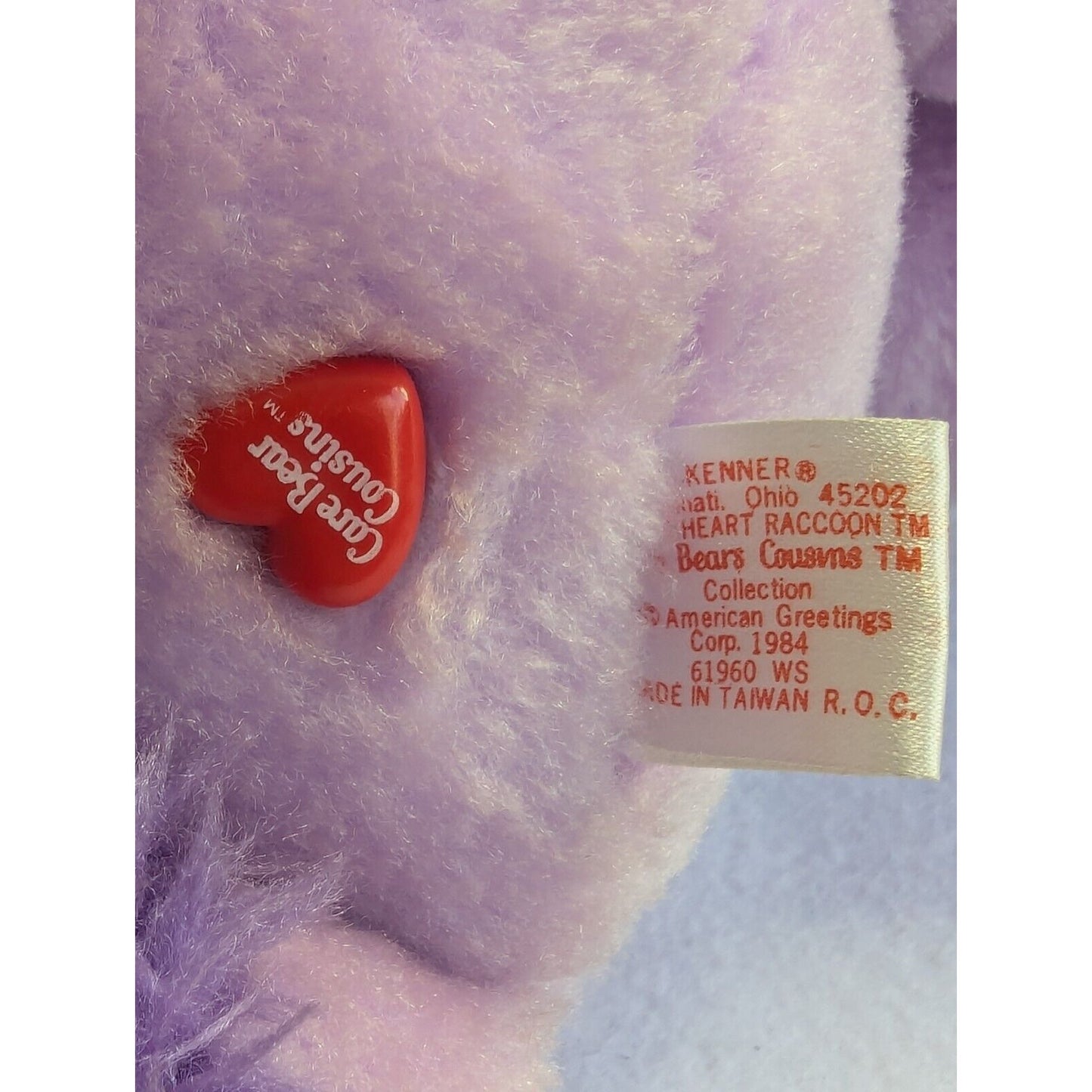 Vintage 1984 Kenner Bright Heart Raccoon Care Bear Cousins 13" Plush