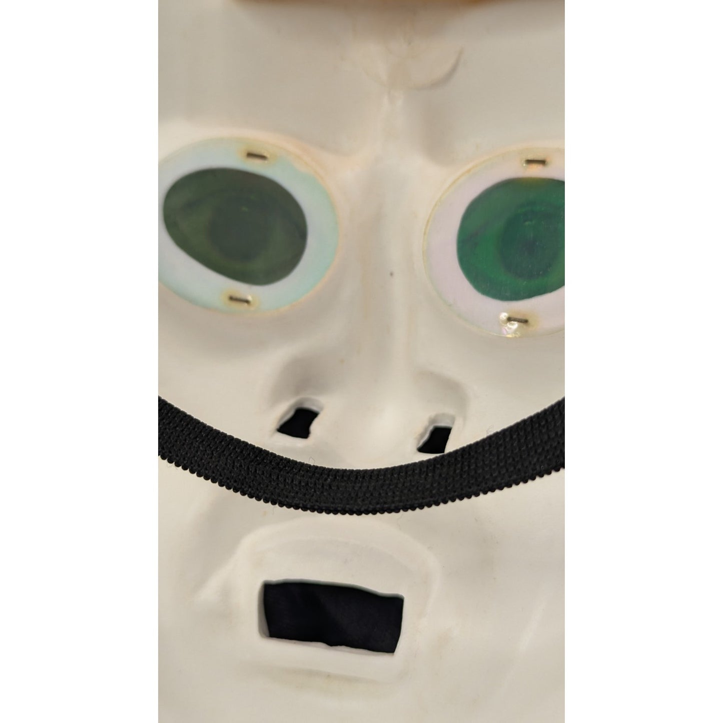 Vintage Vampire Halloween Mask Plastic W/ Hood Glowing Green Hologram Eyes