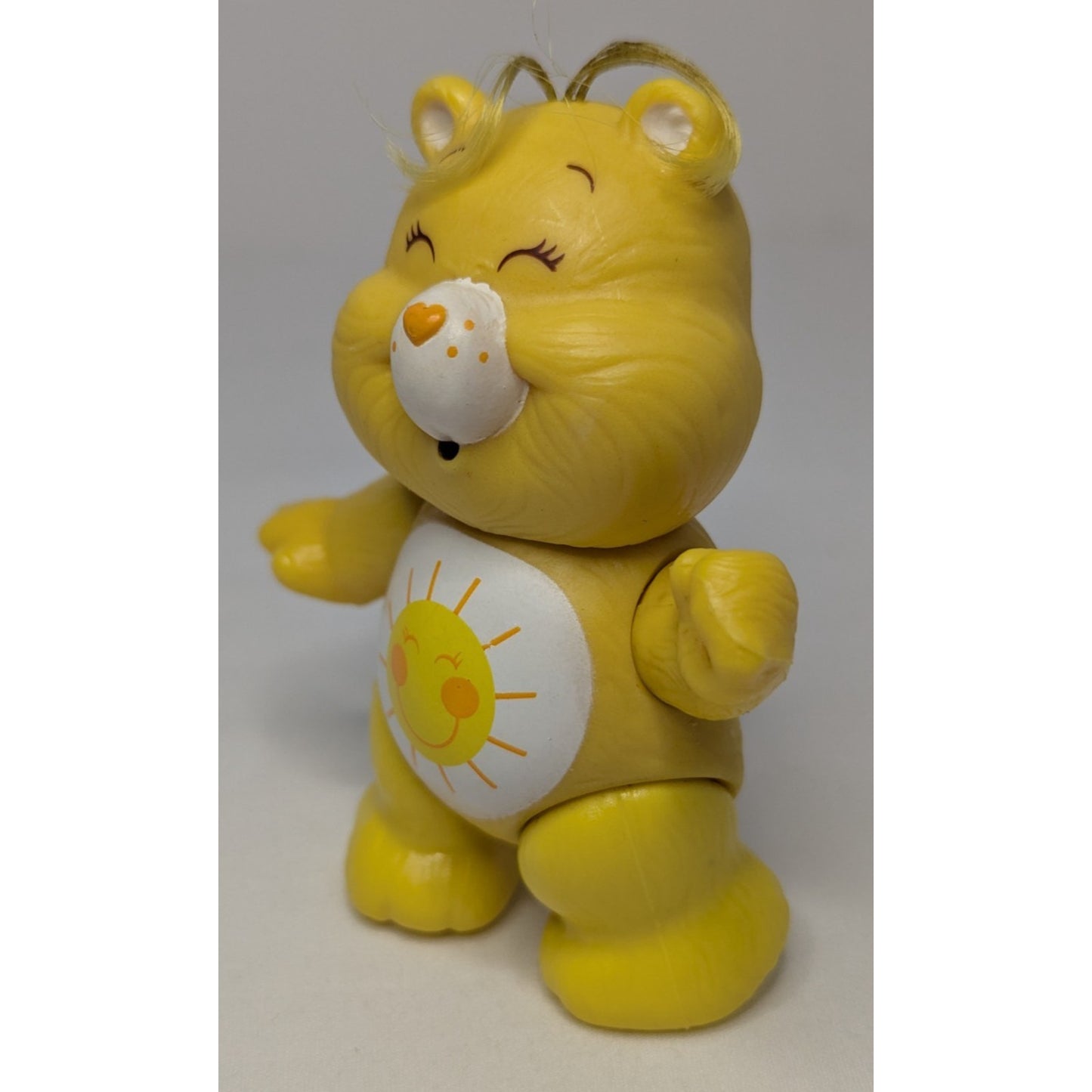 Vintage 80's Care Bears Poseable PVC 3.5" Figure FUNSHINE Yellow Bear 1983