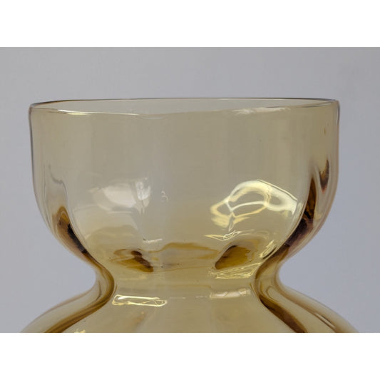 Vintage HOLMEGAARD Hyacinth Bulb Vase Light Amber Glass MCM 5.5" Optic