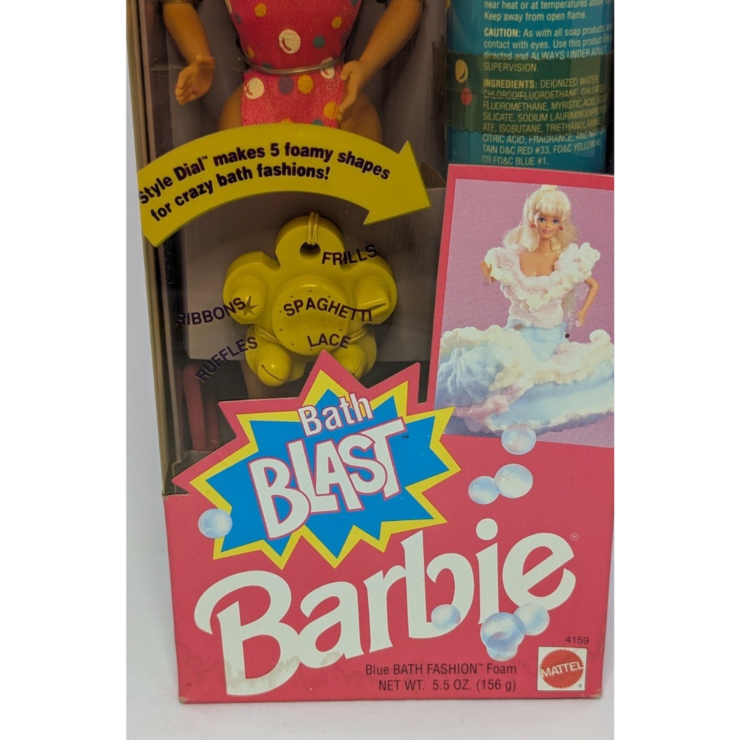 1992 Vintage Bath Blast Barbie Mattel Blue Fashion Foam Zillions of Foamy Looks