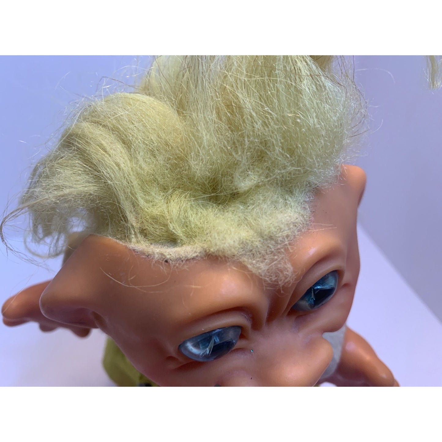 Vintage 60’s Thomas Dam Girl Troll Doll Bank 6” Yellow Dress Mohair Movable Head